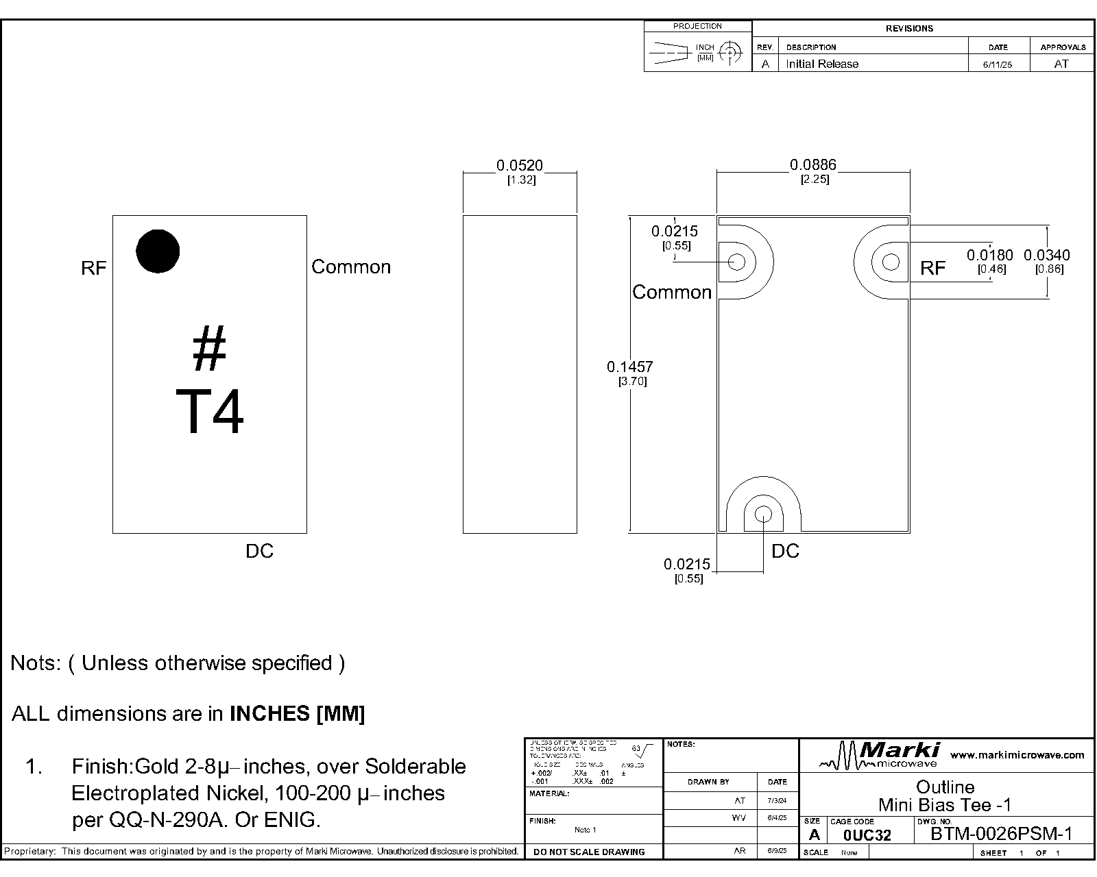 BTM-0026PSM-1_Miniature Surface Mount 0.01 - 26 GHz Bias-Tee